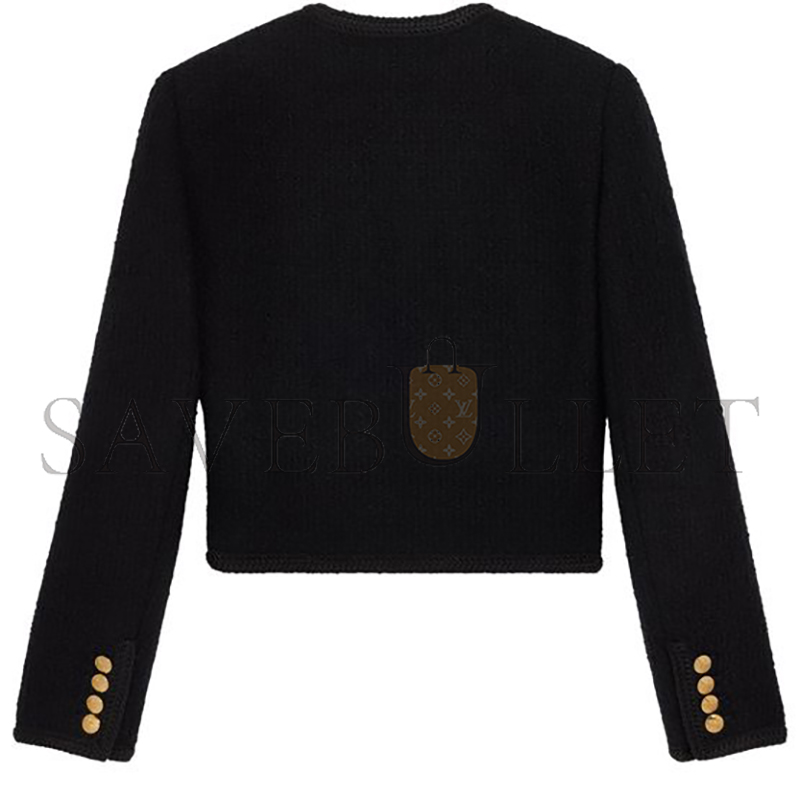 CELINE PATCH POCKET TWEED JACKET BLACK 